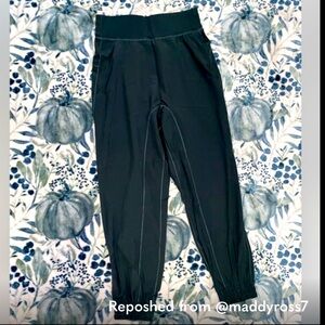 NWT Lightweight High-Waist Joggers w/Gathered Elastic Waistband, Slate Blue, XS